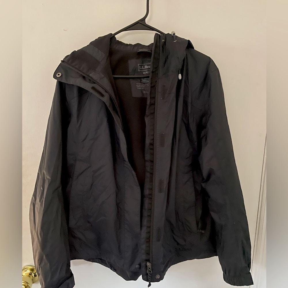 LL bean black fleece lined windbreaker